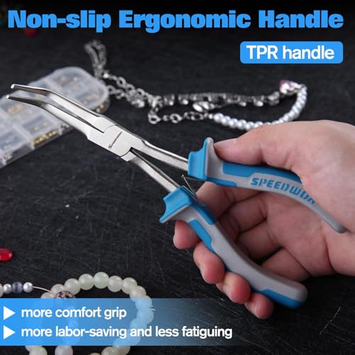 Image of SPEEDWOX Long Reach Bent Needle Nose Pliers with Smooth Jaw Extra Long Nose Precision Wire Looping Pliers Needle Remover Pliers for Hard to Reach Narrow Spaces Jewelry Making Tools Fishing Tools