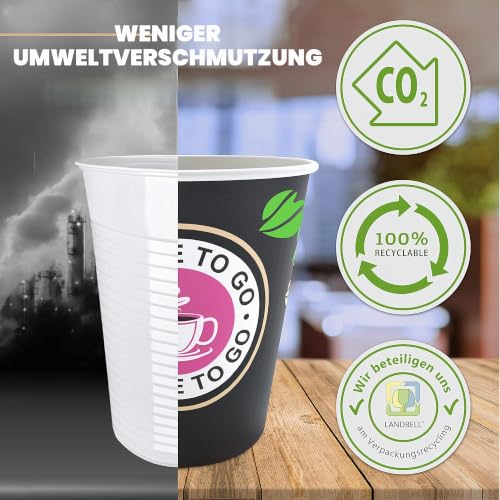 Foto von 100 Pappbecher für Kaffee zum Mitnehmen – Kaffeetasse 240 ml mit Deckel zum Servieren von Kaffee, Tee, heißen und kalten Getränken