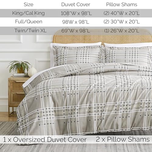 Southshore Fine Living, Inc. MF-DUV-VILPLD-MOC-Q Plaid Bedding Duvet Cover, Queen Size/Full Size - Hotel Quality Full/Queen Duvet Cover Set thumb #1