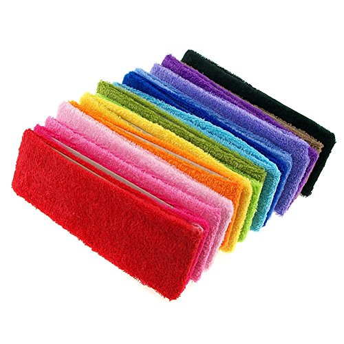 Yeshan 12 Packs Wicking Stretchy Athletic Sweatband/Sport Headbands / Head Wrap / Yoga Headband / Head Scarf / Best Looking Hairband For Sports Or Fashion,Towel Material #TOP3