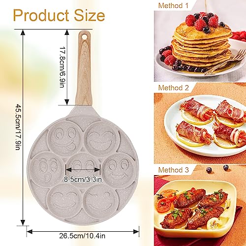 image for Bobikuke Smiley Face Pancake Pan - 10 Inch Mini Pancakes Maker with 7-