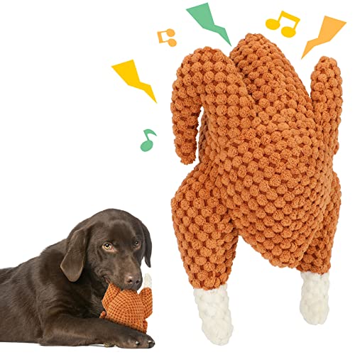 BWOGUE Thanksgiving Turkey Dog Toy, Durable Squeaky Plush Chew Toys, Stuffed Interactive Pet Toys for Puppy Small Medium Dogs
