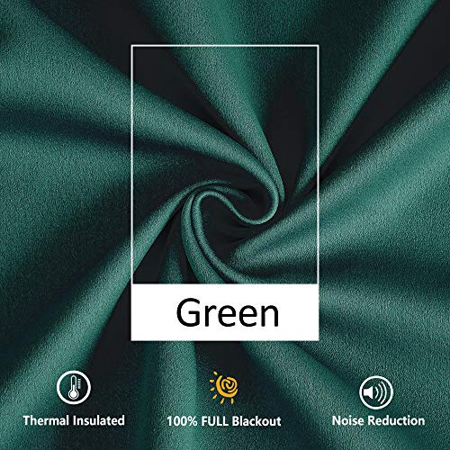 Image of Treatmentex Green Blackout Curtains for Bedroom 84 inch Pom Pom Windows Drapes Cute Decorative Triple Weave Thermal Insulated Curtain Drapes for Nursery Room Studio Hotel 52 inch w x2 Panels Rod Pocket