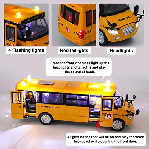 Ming You School Bus Toy For Toddlers - 9" Die-Cast Pull Back Cars With Sounds Lights And Openable Doors, School Bus Toys For Kids Ages 4-8 #TOP3