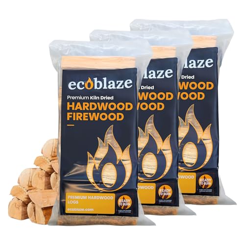 Ecoblaze Kiln Dried Firewood Logs 3x8.5kg Bag, Fire Logs, Firewood, Kindling Wood, Fire Pits & Pizza Oven Wood - High Heat Log For BBQ, Hardwood Woods for Wooden Burner - Eco-Friendly and Sustainable
