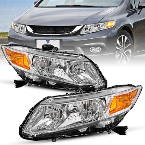 JSBOYAT Headlights Assembly for 2012-2015 Honda Civic 4Dr Sedan | 2012-2013 Honda Civic 2Dr Coupe Driver and Passenger Side Cover