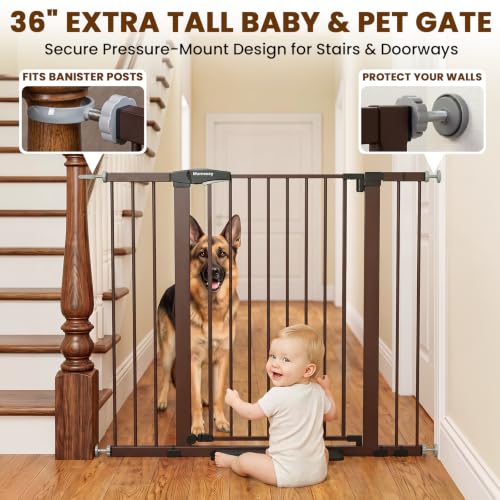 Image of Mumeasy 36 inch Extra Tall Dog Gate, 29.7-46 inch Baby Gate for Stairs & Doorways