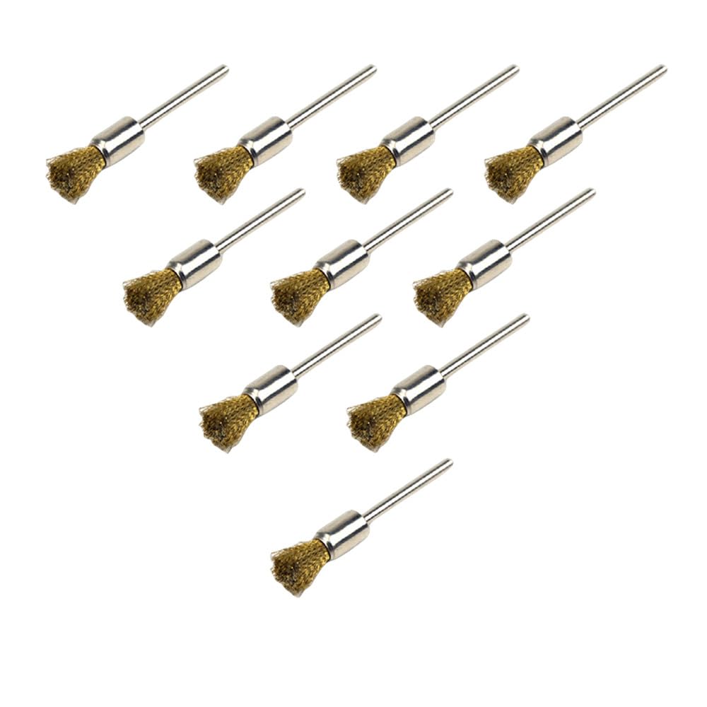 10 szt. 3 mm szczotka druciana mosiężna 5 mm 8 mm średnica szczotka polerska do wiertarki metalowej usuwanie rdzy narzędzia obrotowe, 8 mm trzonek, 10 szt., 1