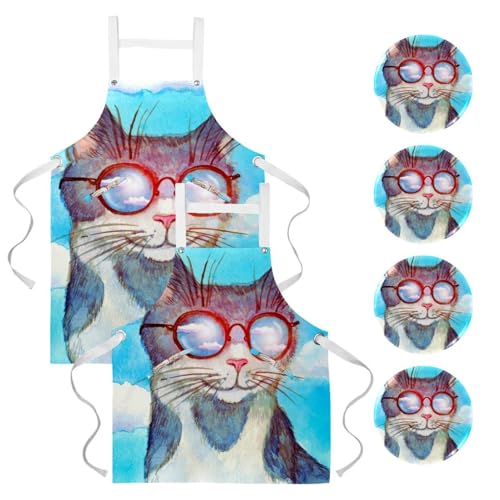 Tablier de cuisine chat à lunettes de soleil pour cuisiner dans la bonne humeur