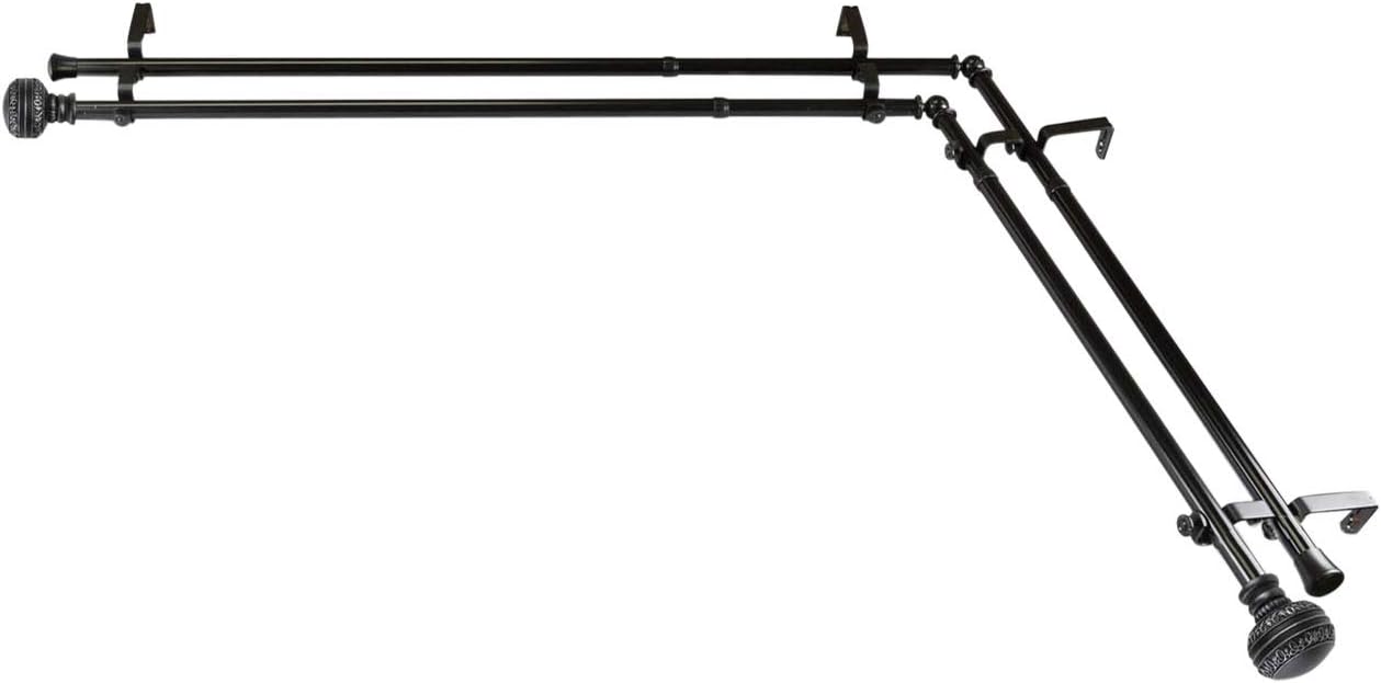 Rod Desyne 4702-282-CORNER 13/16" Ornament Corner Window Double Rod, 28-48 inch, Black : Home & Kitchen