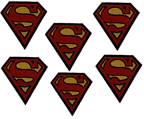 REENA Embroidery Sew on Patches Combo Small for Clothes Jackets Pants Jeans Bags Boutique Multicolour Different Printed Stitching Patches Set of 6 Patches (Superman) Blur Red