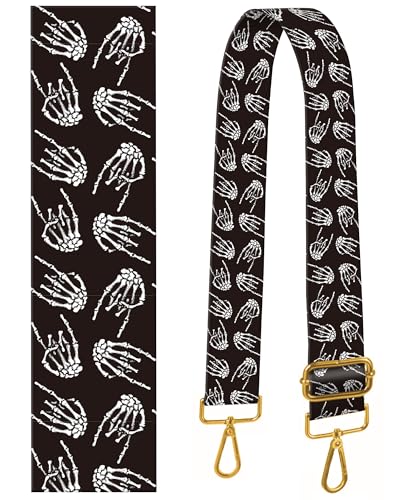 Image of Crossbody 2 inch Wide Shoulder Strap, Cute Handbag Strap Replacement, Cool Rock Skull Hands