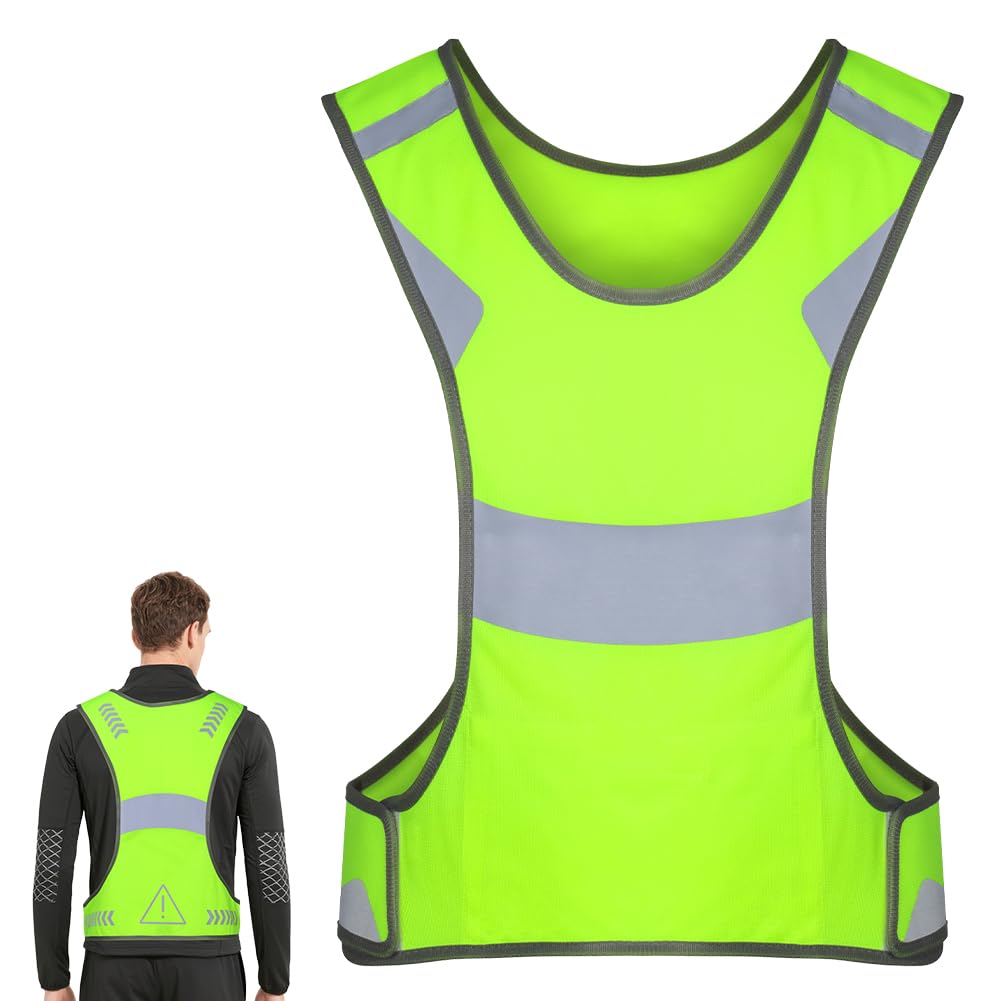 Chaleco de Seguridad Reflectante, Chaleco de Seguridad de Alta Visibilidad, Chaleco de Seguridad Amarillo que Refleja para Correr Montar en Bicicleta Caminar y Andar en Moto