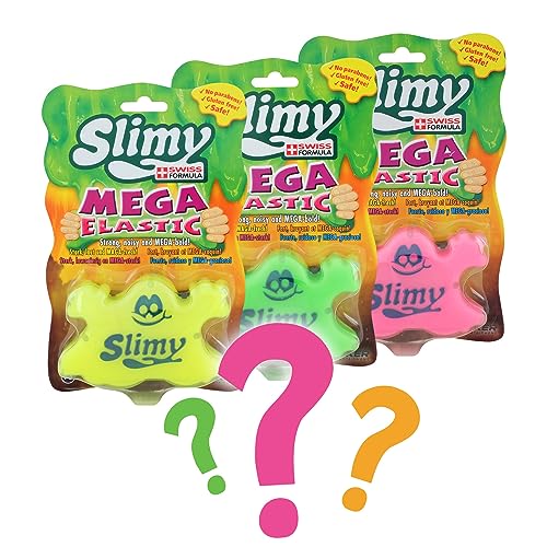 SLIMY Mega Elastic 150 g Color Sorpresa - Original Mega Slime - Plastilina para niños, diversión con Slime Super elástico en la Lata Original de Slimy - Plastilina elástica (a Partir de 3 años)