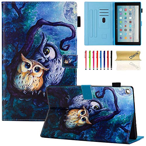 Dteck Case For All-New Fire Hd 10 (9Th/7Th/5Th Generation, 2019/2017/2015 Release) - Slim Faux Leather Folio Stand Smart Cover With Auto Wake/Sleep For Kindle Hd 10.1 Inch Tablet, Cute Owls #TOP11