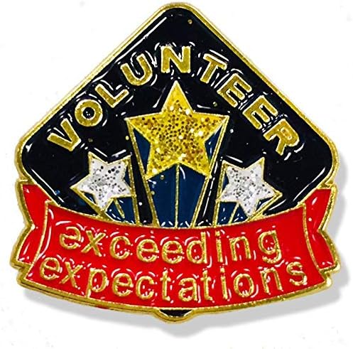 SHOP AWARDS AND GIFTS Volunteer Exceeding Expectations Enamel Lapel Pins Thank You Reward Recognition Award Appreciation Gifts, Bulk Pack of 12, Poly Bagged, 1 Inch