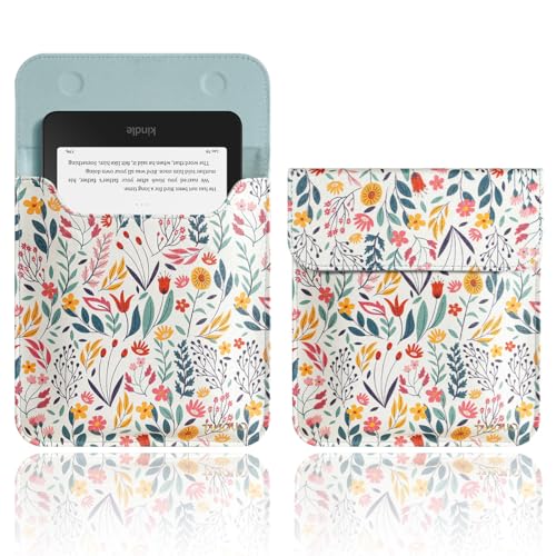 TiMOVO Funda para E-Reader, 7'/6,8' Paperwhite (12ª/11ª Generación, 2024/2021) y Colorsoft Signature Edition, Bolsa Protectora para Dispositivos Kobo, Flores