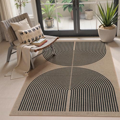 Lahome Modern Rainbow Easy Jute Office Rug, Outdoor Patio Rug