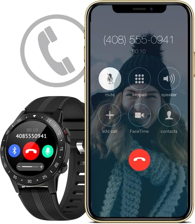 Guardo Fit Coach Explore next to a smartphone, both displaying an incoming call.