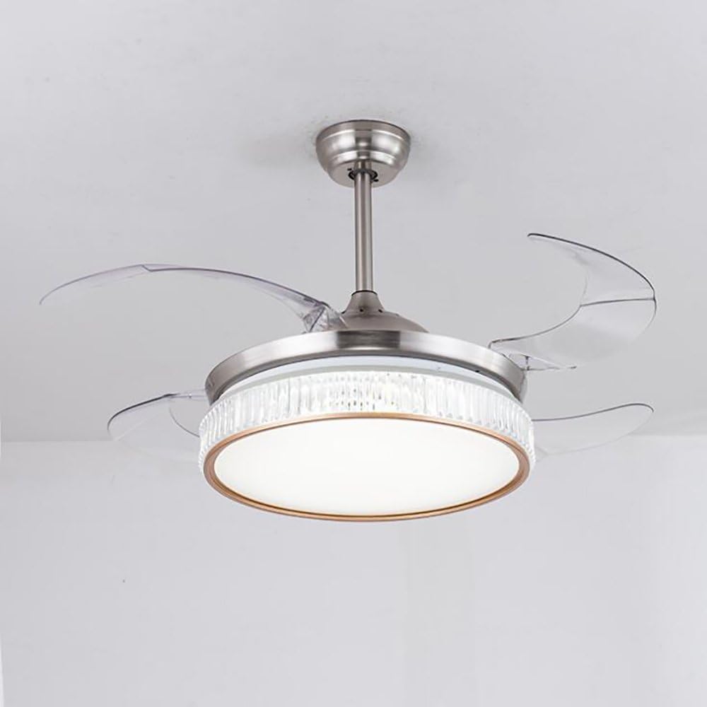 YUEGOO Ceiling Fans with Lamps,Acrylic Led Fan Light Home Energy Saving Stealth Fan Lamp for The Living Room Bedroom Dining Room