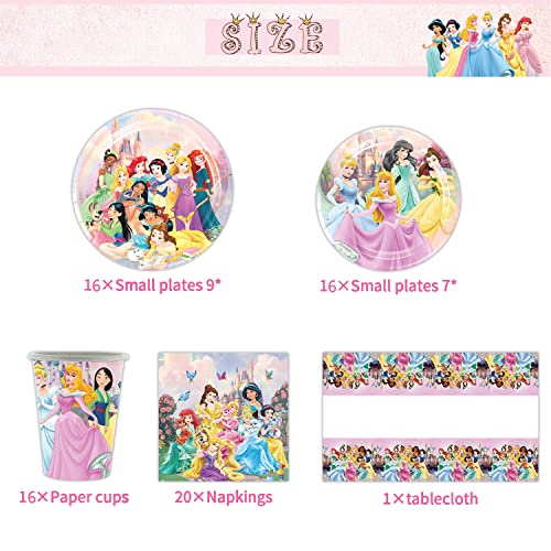 Renbangus Princess Birthday Party Tableware Supplies,Pink Princess Tableware Include Plates,Cups, Napkins And Tablecloth For Princess Birthday Baby Shower Party Decorations(Serve 16) #TOP1