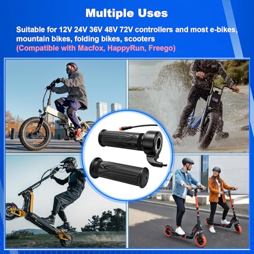 Image of Full Twist Throttle for Qlife Racer, 3 Pin Waterproof Plug and Play Ebike Throttle Grips for Macfox, HappyRun, Freego, Electric Bike