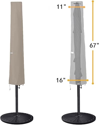 Miniatura 2 de Funda para sombrilla de patio de 6 a 9 pies, impermeable y duradera, con cremallera y varilla