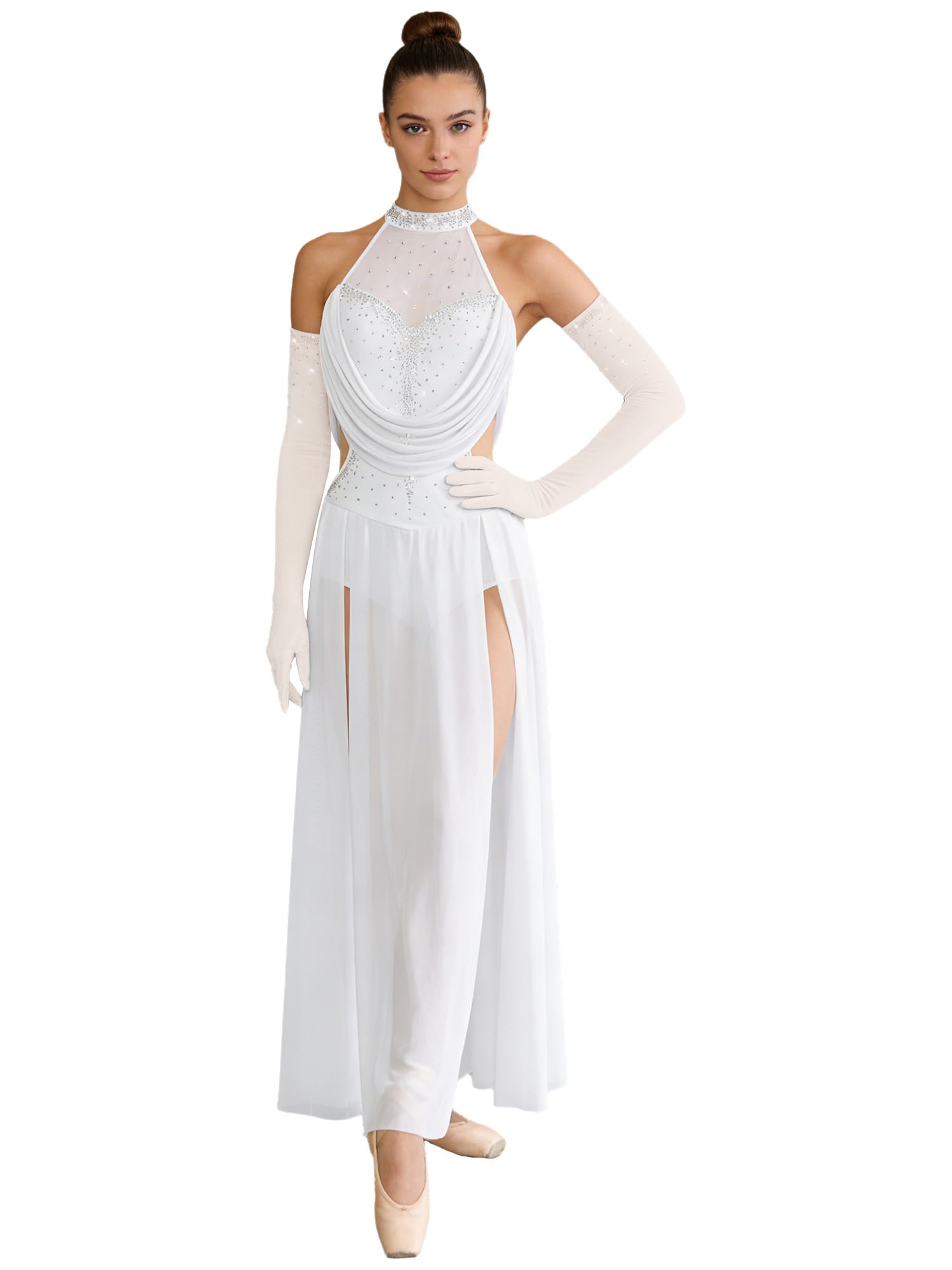ranrann Vêtement Ballet pour Femme Jupe en Tulle Fluide en Mesh Robe avec Jupe De Tulle Découpée Et Voile Flottant Robe Longue Maxi Vacances