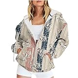 SYDUZAX Femme Sweat Shirt Capuche Zippé Femme Sweat Imprimé Fleuri avec Fermeture Eclair Hoodie Manches Longues Et Poche Veste Chaude Chic Et Elegant Pas Cher Cardigan Sport Fitness Outdoor Basic
