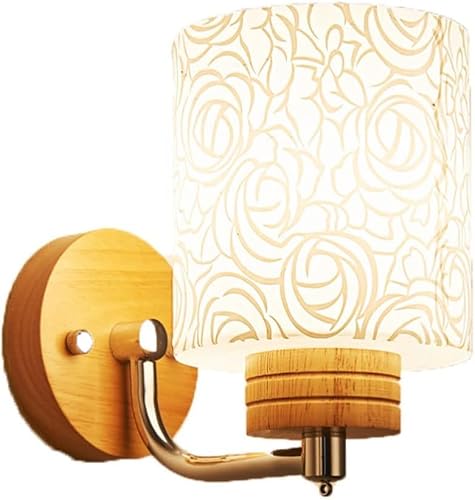HYJAUSXB Wall Lamps Sconces Wooden Sconce Personality Glass Lamp, Bedroom E26 Interior Mount Light Fixture for Bedside Corridor Aisle Balcony Lantern(7.8in)