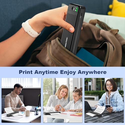 PhoFuta P831 Tragbarer Drucker Bluetooth Thermotransferdrucker, 300 DPI Kleiner mobiler Drucker für Reisen, Zuhause, Büro, Geschäftsreise, Schule, kompatibel mit Telefon & Laptop, unterstützt