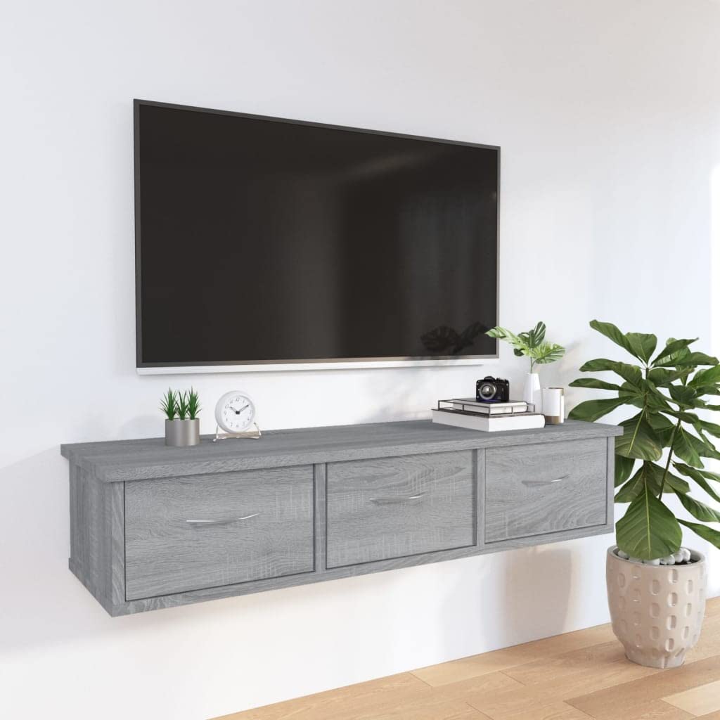 vidaXL Armario de Pared Flotante Colgante Almacenaje Salón Sala de Estar Hogar Muebles Decoración Madera Contrachapada Gris Sonoma 88x26x18,5 cm