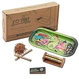 Cigarette Rolling Machine and Metal Rolling Tray, Natural Rolling Papers Machine, Bamboo Cigarette Roller for 79mm Size Width Roll Papers, Gift for Men