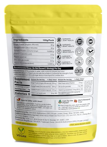 Ginger Turmeric Supplements with Piperine, Vitamin C, Vitamin D3 & Zinc | 100 Servings of Turmeric Ginger Shots for Joint, Heart, Brain, Gut & Skin Health | Ayurved | Powder - Image 7
