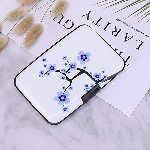 Image of Elfish Mini RFID Aluminum Wallet Credit Cards Holder Business Card Case Metal ID Case for Men Women (Peach blossom)