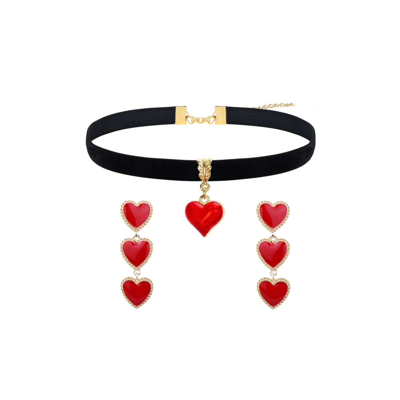 Queen of Hearts Earrings for Women Asymmetric Clock Poker Rabbit Dangle Earrings Red Heart Poker Drop Earring Queen of Hearts Costume Accessories Trendy Jewelry for Women