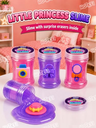 Image of HOTKEI Little Princess Slime for Kids 3 to 10 Years Stretchable Slime with Surprise Cute Fashion Eraser Inside Soft Non-Sticky DIY Slimy Fun Toy Birthday & Return Gift for Kids Girls & Boys Pack of 4