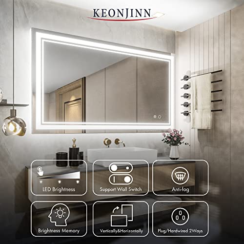 Keonjinn LED Bathroom Mirror with Lights, 40 x 24 Inch LED Front Light