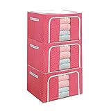 Aufbewahrungstasche aus Oxford-Stoff, Stahlrahmen, für Kleidung, Decken, Bettdecken, Rot, 100 x 3 Stück