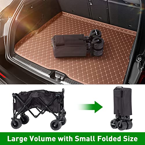Collapsible Outdoor Utility Wagon Cart Heavy Duty Foldable, Beach Wagon With Big Wheels For Sand, Folding Wagon Cart For Garden Sports Shopping Camping #TOP3