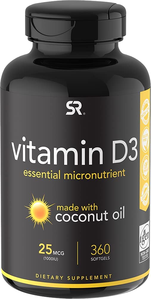 Sponsored Ad - Sports Research 1,000 iu Vitamin D3 Supplement with Organic Coconut Oil - Vitamin D for Strong Bones & Immu...