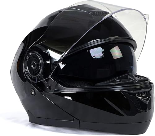 Miniatura 8 de Milwaukee Helmets MPH9815DOT 'Breeze' - Casco modular de motocicleta avanzado negro brillante para hombres y mujeres con visera desplegable