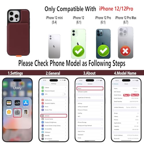 GUERNICA for iPhone 12/iPhone 12 Pro (6.1") Case Wallet with Card Holder, RFID Blocking Leather Protection, Shockproof Women Men Phone Case for Apple 12/Apple 12 Pro, Wine Red by GUERNICA - Used condition - Image 2