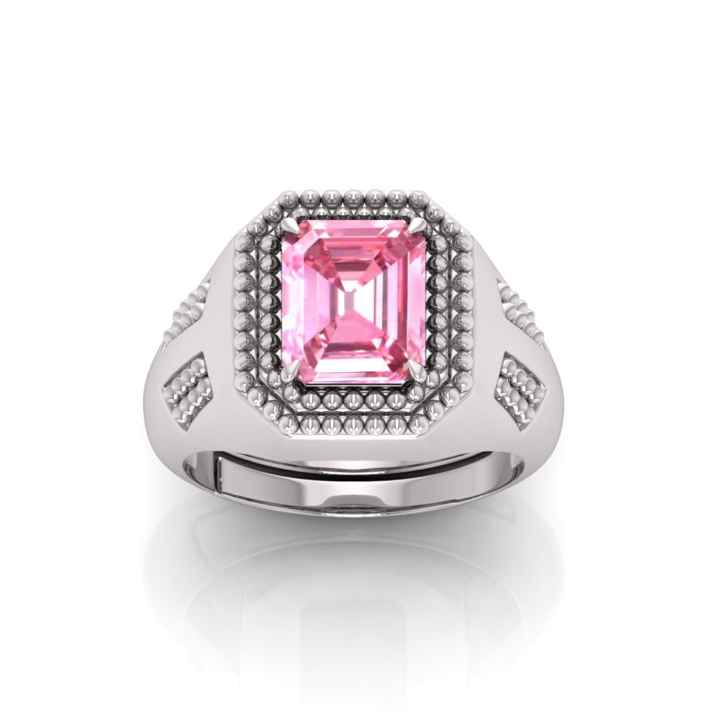 Bague saphir rose 9 carats ajustable en métal plaqué argent de haute qualité - 5