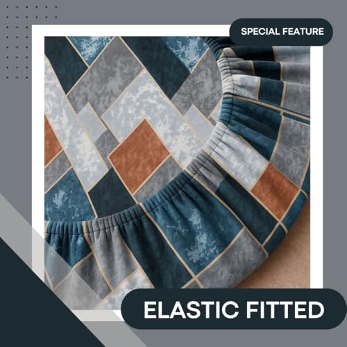 Image of BSB HOME Luxury Warm Winter Elastic Fitted Bedsheet with 2 Pillow Covers - Ultra Soft Flannel Velvet Touch, Cozy & Wrinklefree lintfree Size - 78x72+10 Inches, Checks Teal Blue & Grey