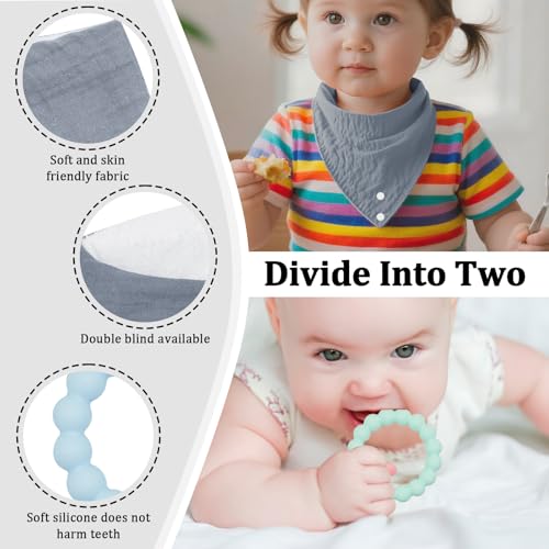 Baby 3-Piece Drool Towel and 2-Piece Teething Kit, 100% Cotton, Including Detachable Snap Fasteners, Soft and Skin Friendly2
