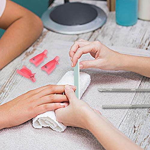 yeacher Kit de removedor de esmalte de gel com almofadas de algodão 10 pcs tampas de grampos de unha