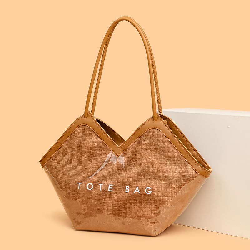 PVC Women Tote Shoulder Bag Large Capacity Letters Top Handle Bag Solid Color Daliy Shopping Bag Zipper Closure for Vacation3