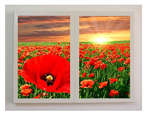 Tableaux décoration lumineuse champ de coquelicots 60x80cm - 3