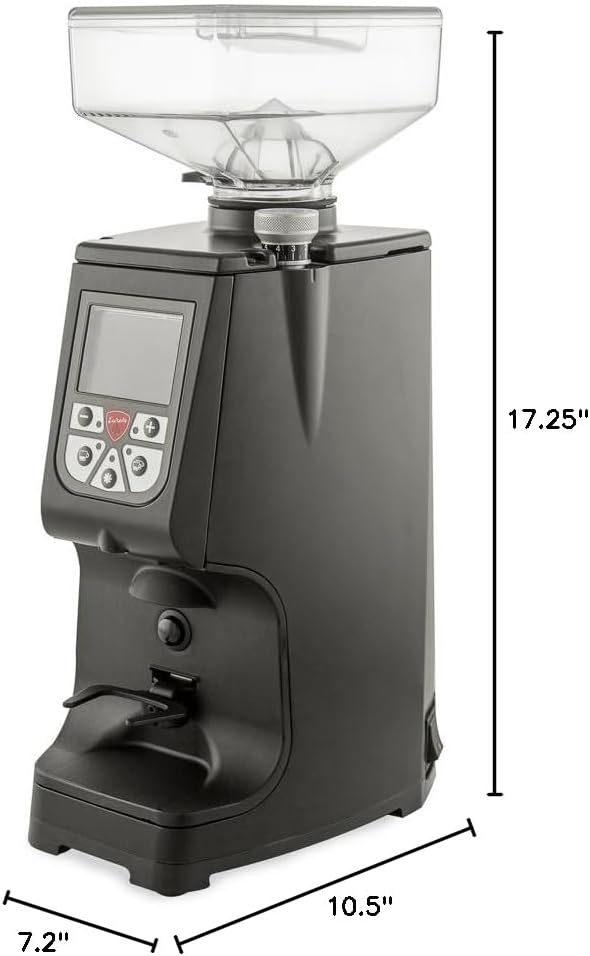 Eureka Atom Commercial Espresso Grinder | 60mm Flat Burrs | Sound Insulation | Programmable Timer Based Dosing | Digital | (Matte Black)